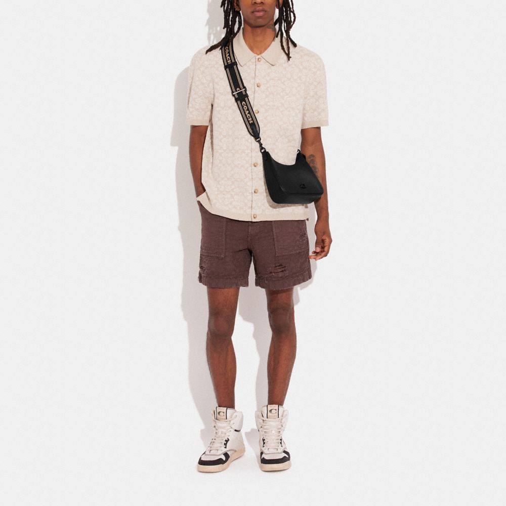Coach Hobo Crossbody With Signature Canvas Interior In Black