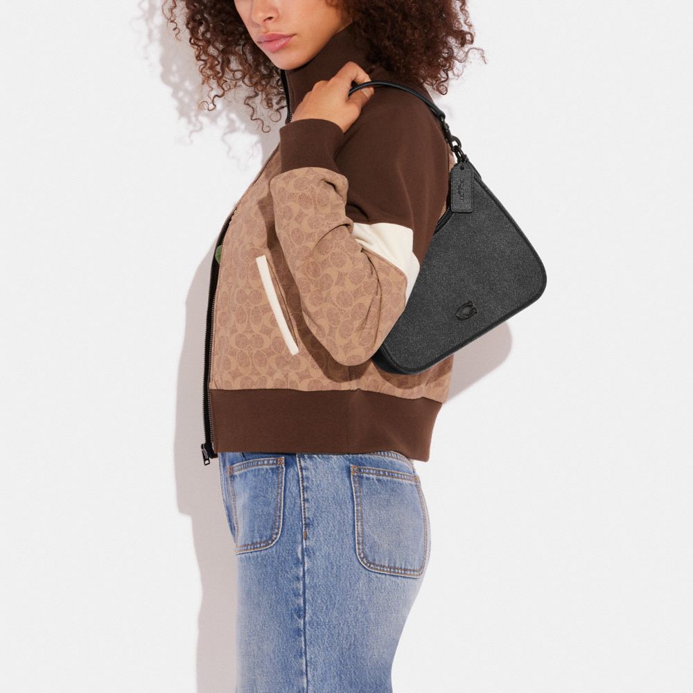 Shop Coach Hobo Crossbody With Signature Canvas In Black