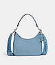 COACH®,HOBO CROSSBODY WITH SIGNATURE CANVAS DETAIL,Crossgrain Leather,Small,Pool,Front View
