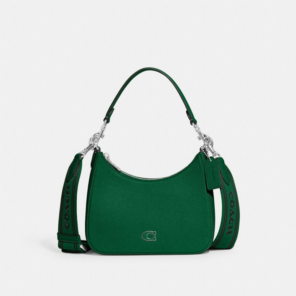 Coach Hobo Crossbody With Signature Canvas Interior In Green