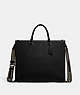 COACH®,TOTE 40 WITH SIGNATURE CANVAS DETAIL,Crossgrain Leather,Large,Black,Front View