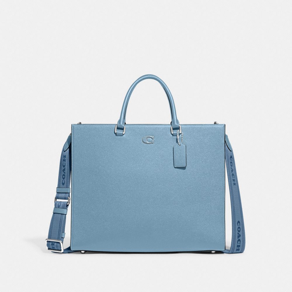 COACH CJ844 Tote40 クロスグレインレザー バッグ ライトブルー Tote Bag 40 With Signature Canvas | COACH®