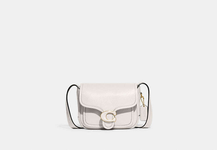 COACH®,TABBY MESSENGER 19,Polished Pebble Leather,Mini,Brass/Chalk,Front View