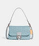 COACH®,SOFT TABBY SHOULDER BAG IN SIGNATURE DENIM,Denim,Small,Silver/Pale Blue,Front View