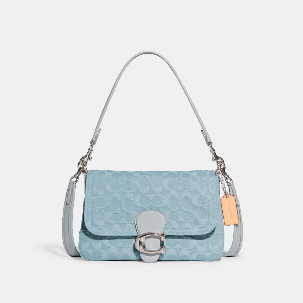 Coach Blue/Silver Denim and Leather Tote Coach