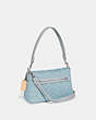 COACH®,SOFT TABBY SHOULDER BAG IN SIGNATURE DENIM,Denim,Small,Silver/Pale Blue,Angle View