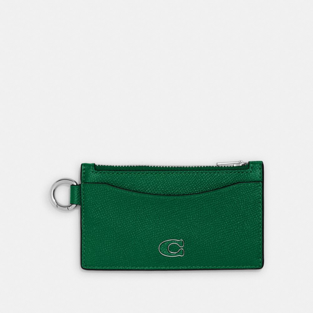 Coach Zip Card Case In Green