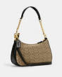 COACH®,TERI SHOULDER BAG IN SIGNATURE CANVAS,pvc,Gold/Khaki/Black,Angle View