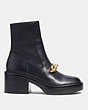 COACH®,KENNA BOOTIE,Leather,Black,Angle View