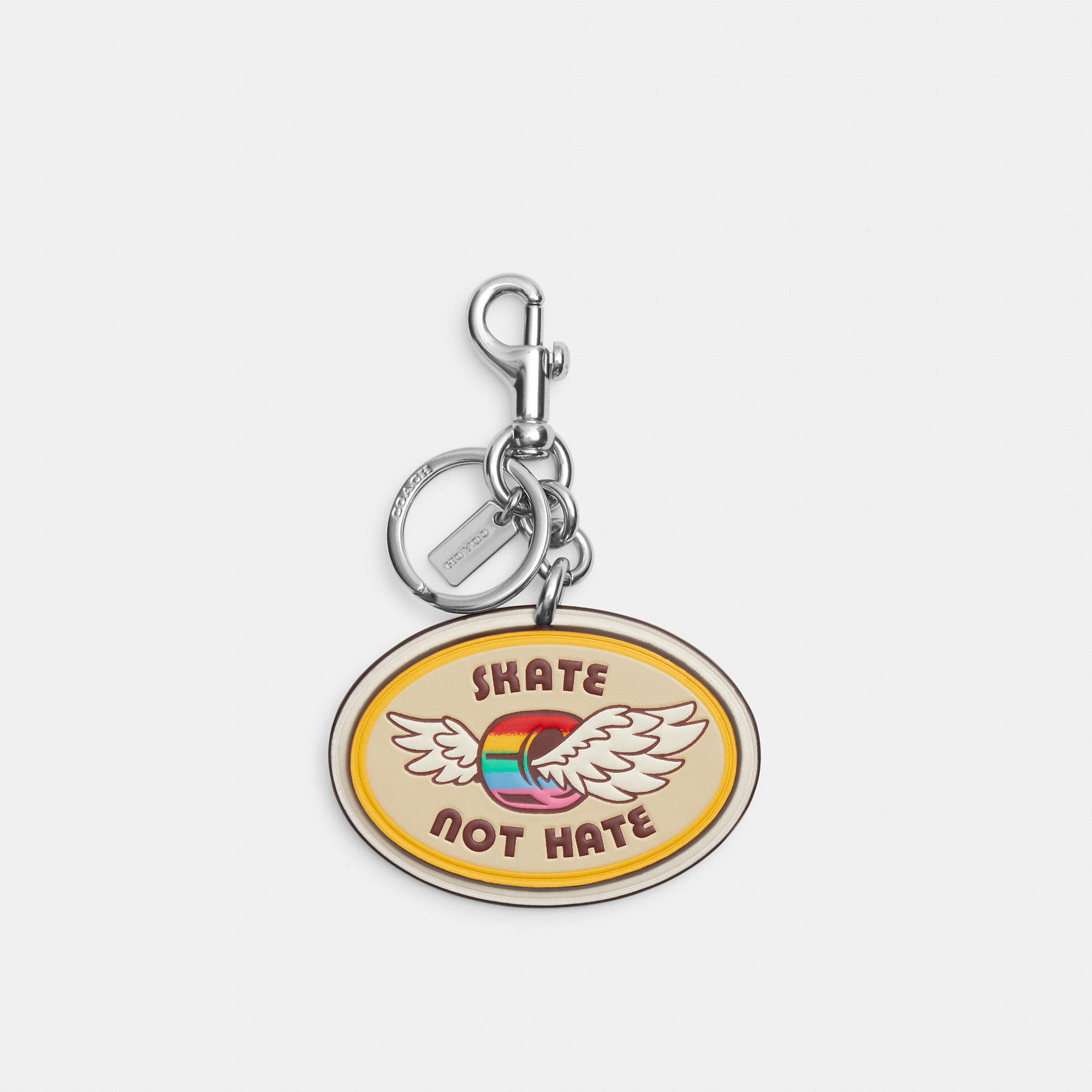 Shop Coach Outlet Skate Not Hate Bag Charm In Rainbow Signature Canvas In Multi