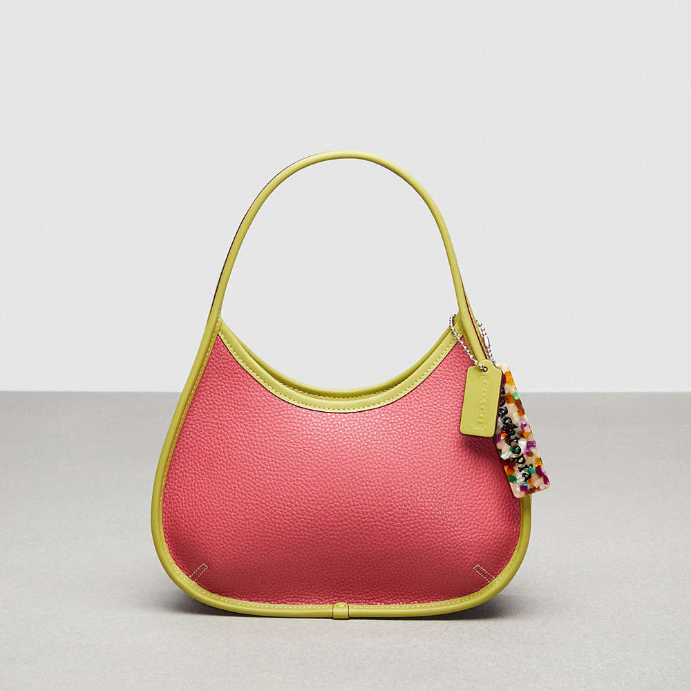 Coach Ergo Shoulder Bag In Topia Leather In Strawberry Haze/lime Green