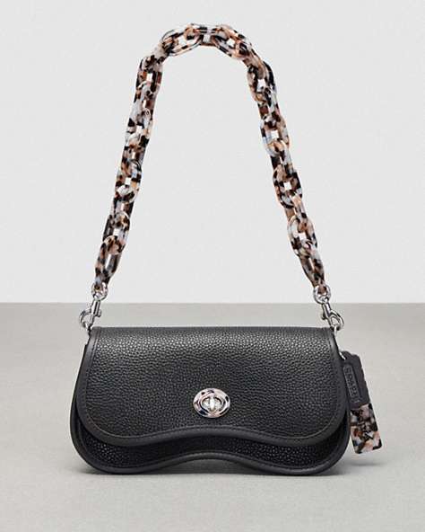 COACH®,Wavy Dinky in Coachtopia Leather,Coachtopia Leather,Small,Black,Front View