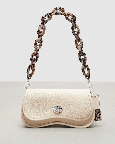 COACH®,Wavy Dinky in Coachtopia Leather,Coachtopia Leather,Small,Cloud,Front View
