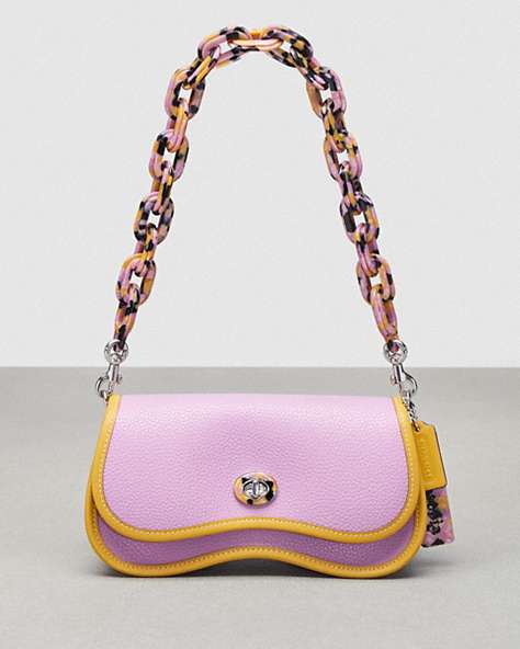 COACH®,Wavy Dinky in Coachtopia Leather,Coachtopia Leather,Small,Violet Orchid/Flax,Front View