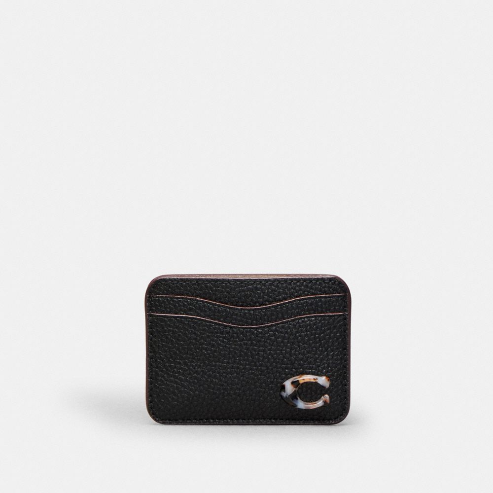 Coach Wavy Card Case In Topia Leather In Black