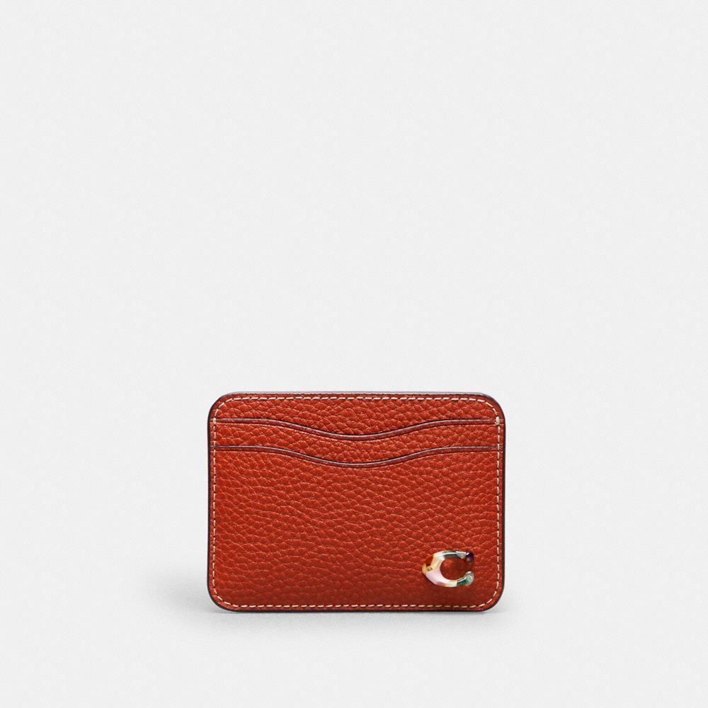 Coach Wavy Card Case In Deep Orange