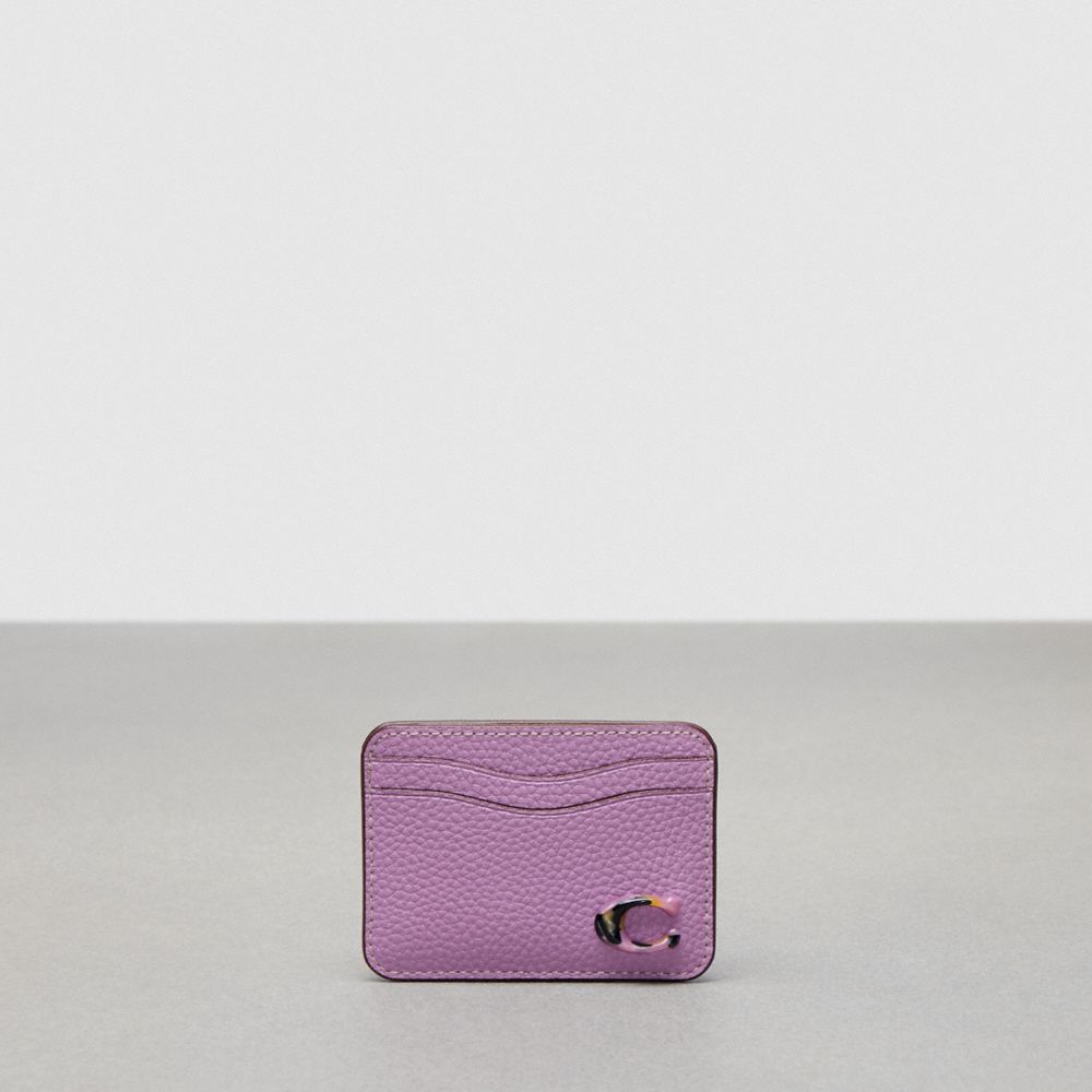 Coach Wavy Card Case In Topia Leather In Violet Orchid