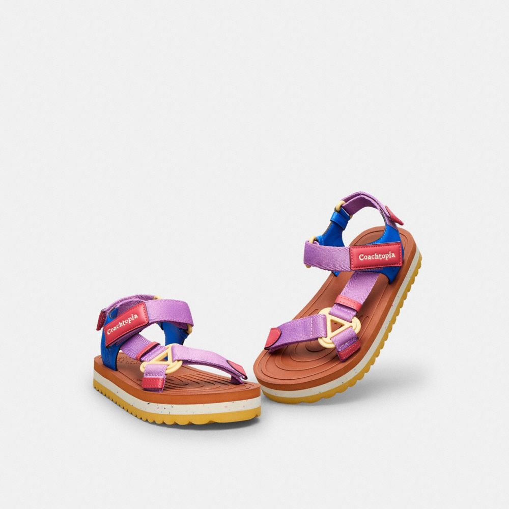 Coach Strappy Sandal In Burnished Amber/violet Multi