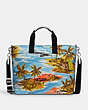COACH®,TOTE 38 WITH HAWAIIAN PRINT,canvas,Silver/Blue Multi,Front View