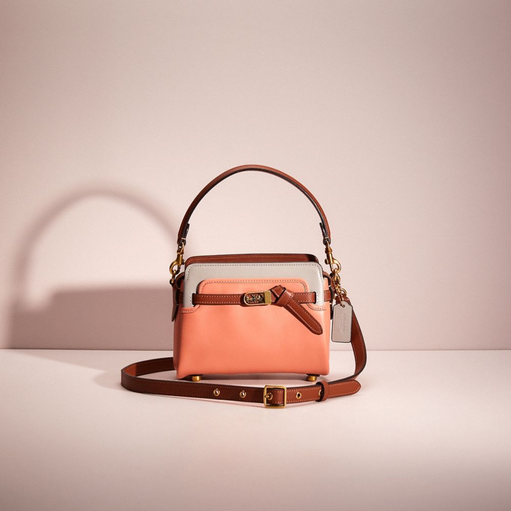 Coach Restored Tate 18 Crossbody In Colorblock In Brass/light Coral Multi