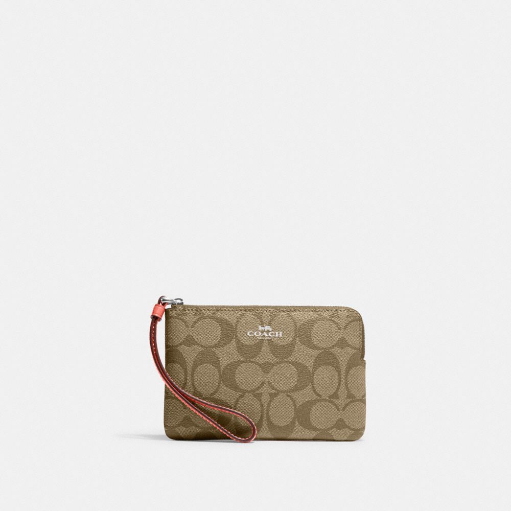 Corner Zip Wristlet In Signature Canvas