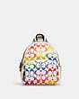 COACH®,MINI COURT BACKPACK IN RAINBOW SIGNATURE CANVAS,pvc,Silver/Chalk Multi,Front View