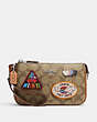 COACH®,NOLITA 19 IN SIGNATURE CANVAS WITH PATCHES,canvas,Silver/Khaki Multi,Front View