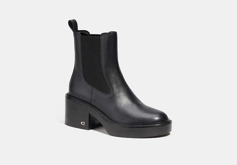 COACH®,KINSLEY BOOTIE,Leather,Black,Front View