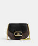 COACH®,MORGAN CARD CASE ON A CHAIN IN SIGNATURE CANVAS,Leather,Gold/Brown Black,Front View
