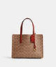 COACH®,CARTER CARRYALL 28 IN SIGNATURE CANVAS,Signature Coated Canvas,Medium,Brass/Tan/Rust,Front View