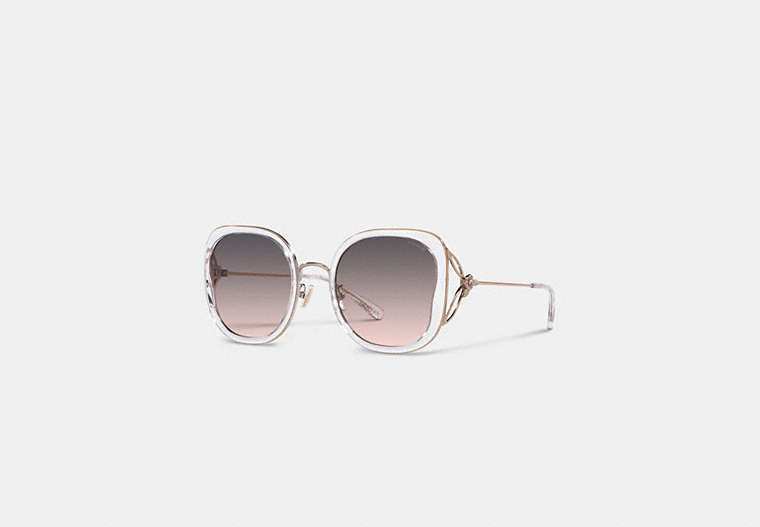 COACH®,TEA ROSE OVERSIZED BUTTERFLY SQUARE SUNGLASSES,Clear,Front View