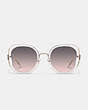 COACH®,TEA ROSE OVERSIZED BUTTERFLY SQUARE SUNGLASSES,Clear,Inside View,Top View