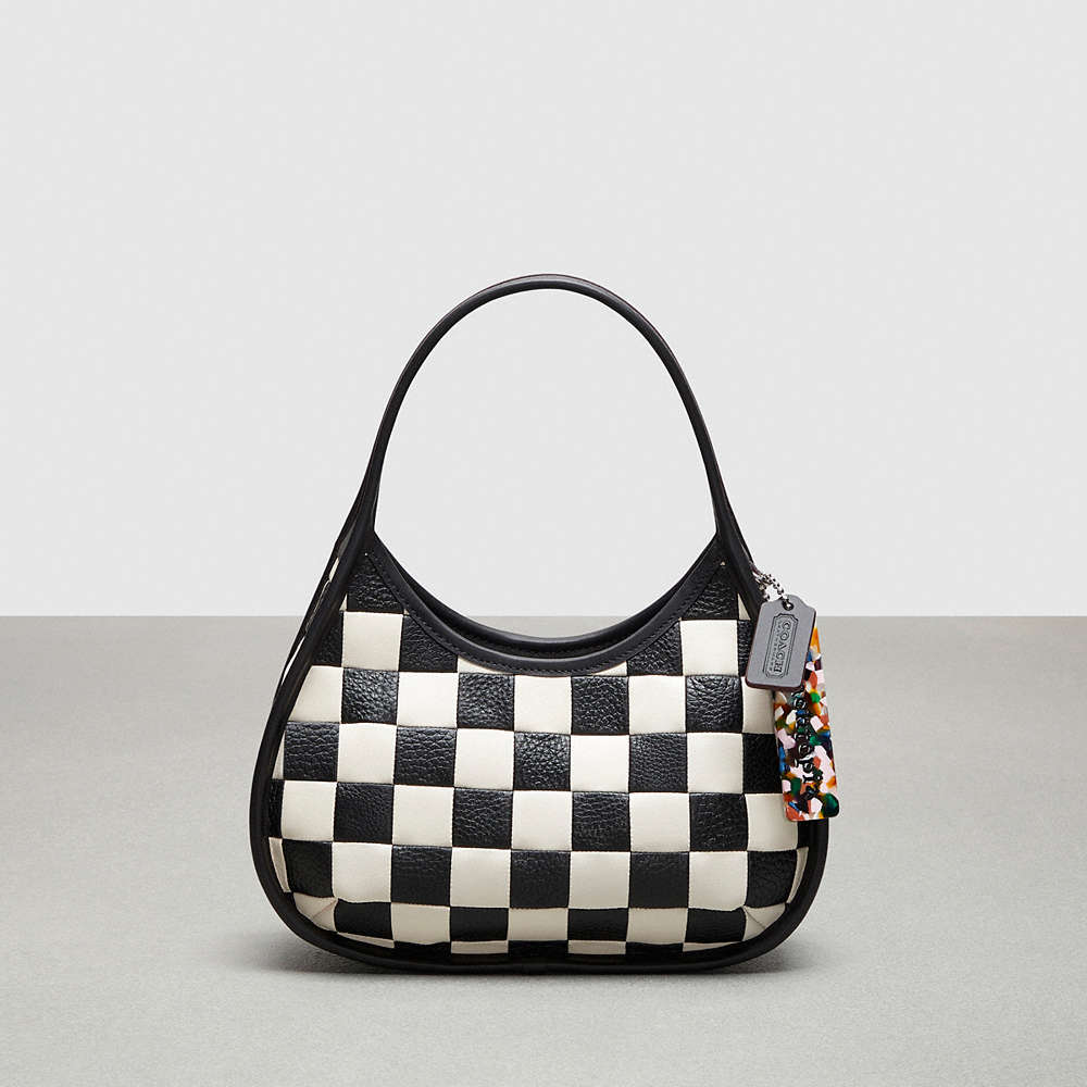 Coach Ergo Shoulder Bag In Checkerboard Upcrafted Leather In Black/chalk
