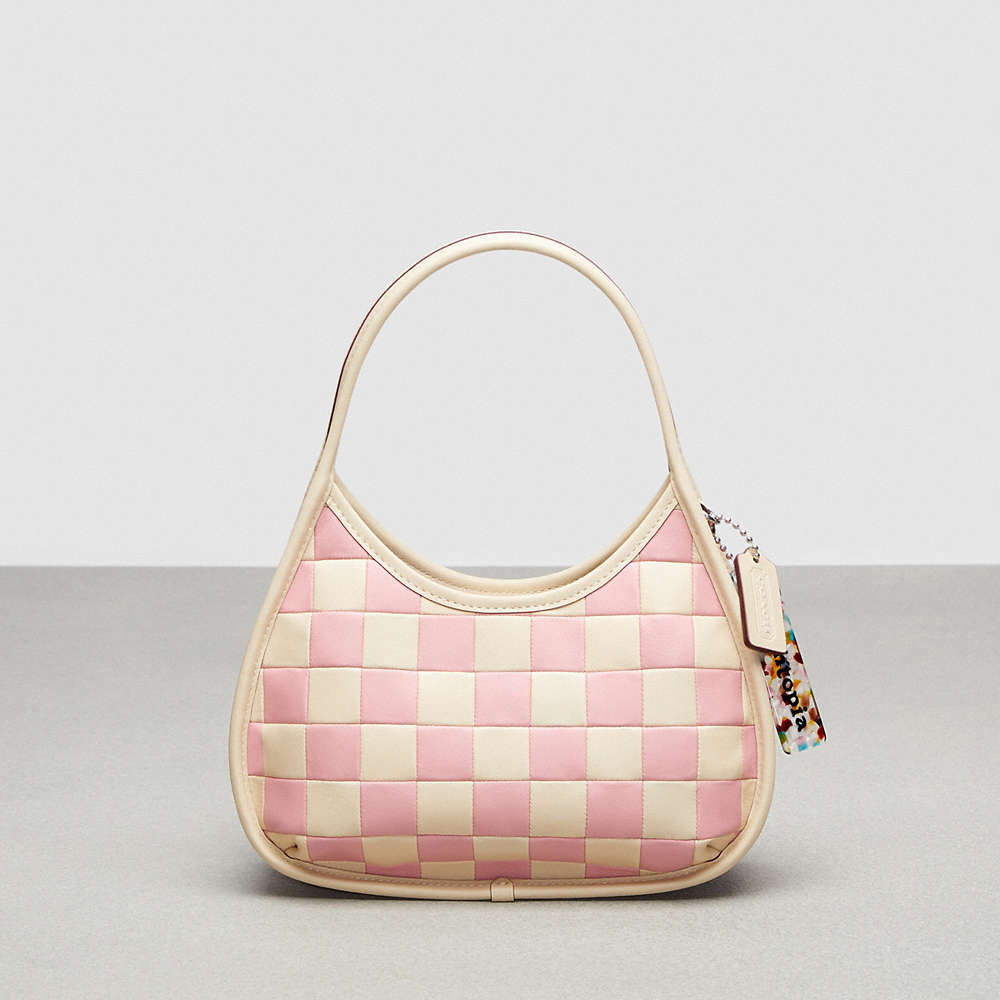 Coach Ergo Shoulder Bag In Checkerboard Upcrafted Leather In Bubblegum/ivory