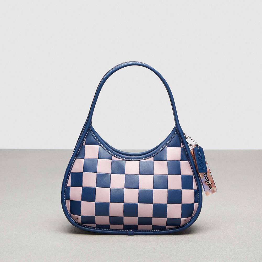 Coach Ergo Shoulder Bag In Checkerboard Upcrafted Leather In Deep Blue/ice Purple