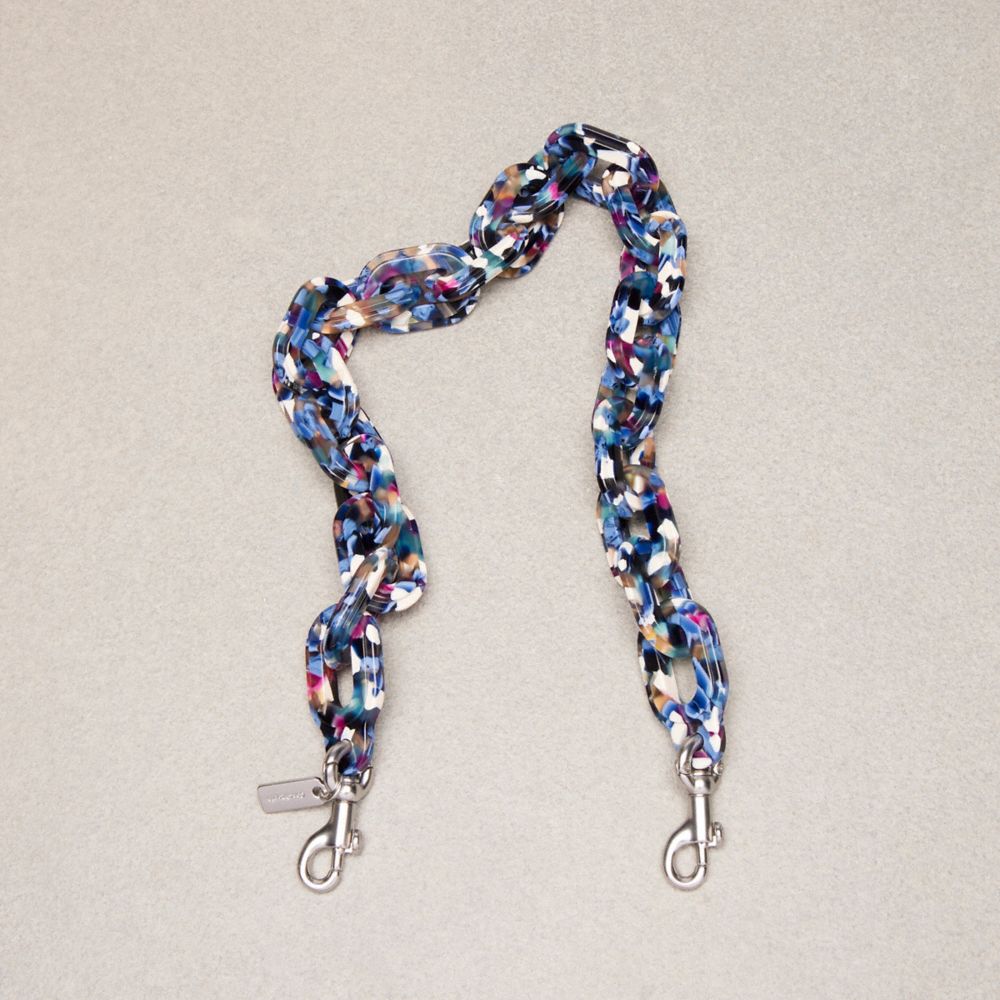 COACH Short Chain Strap With Recycled Resin Color Blue/Multi