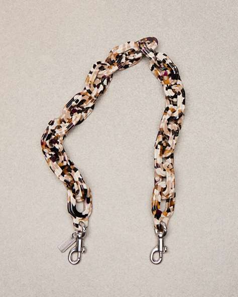 COACH®,Short Chain Strap in 70% Recycled Resin,Recycled Resin,Brown/Black Multi,Front View