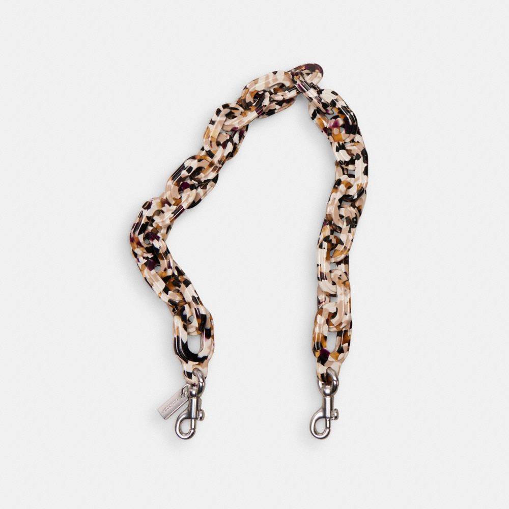 Coach Short Chain Strap In Brown/black Multi