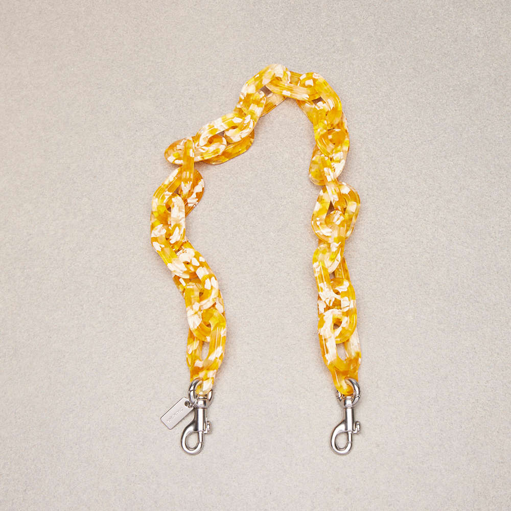 Coach Short Chain Strap In Yellow Multi