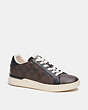 COACH®,CLIP LOW TOP SNEAKER IN SIGNATURE CANVAS,canvas,Mahogany/Black,Front View