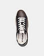 COACH®,CLIP LOW TOP SNEAKER IN SIGNATURE CANVAS,canvas,Mahogany/Black,Inside View,Top View