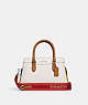 COACH®,MINI DARCIE CARRYALL IN COLORBLOCK,Leather,Silver/Chalk Multi,Front View