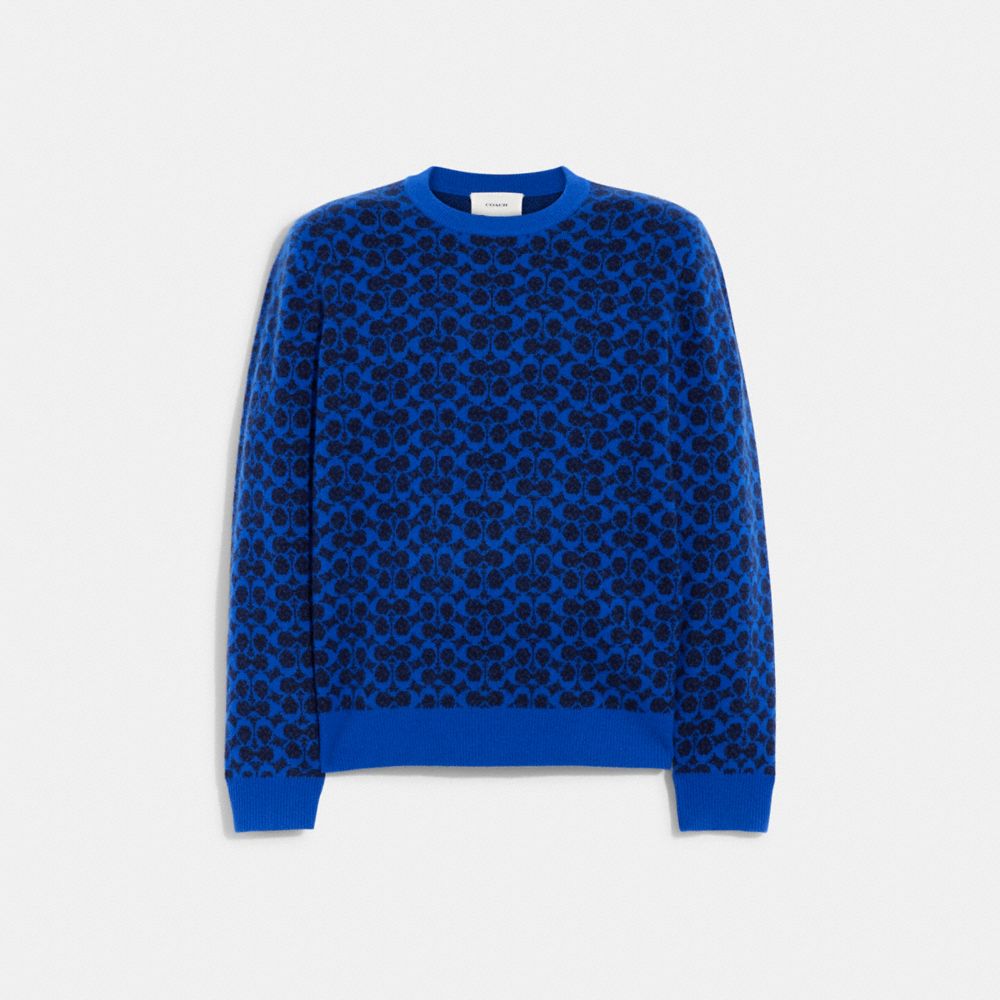 Louis Vuitton Blue Monogram Jacquard Crew Neck Sweatshirt S Louis