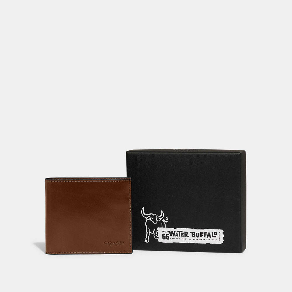 Shop Coach Boxed Double Billfold Wallet In Dark Saddle