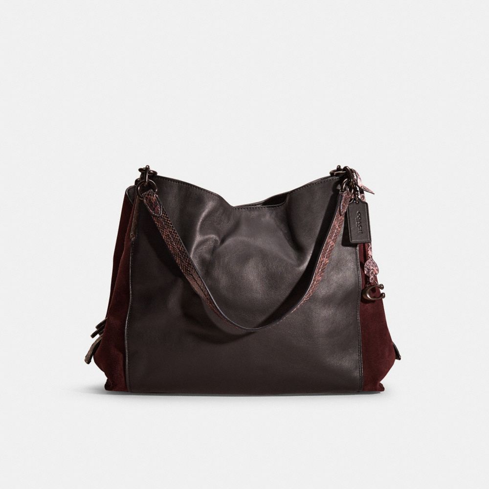 Coach Restored Dalton 31 In Colorblock With Snakeskin Detail In Pewter/black Multi