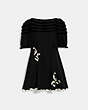 COACH®,BABYDOLL DRESS WITH VELVET BOWS,Black,Front View