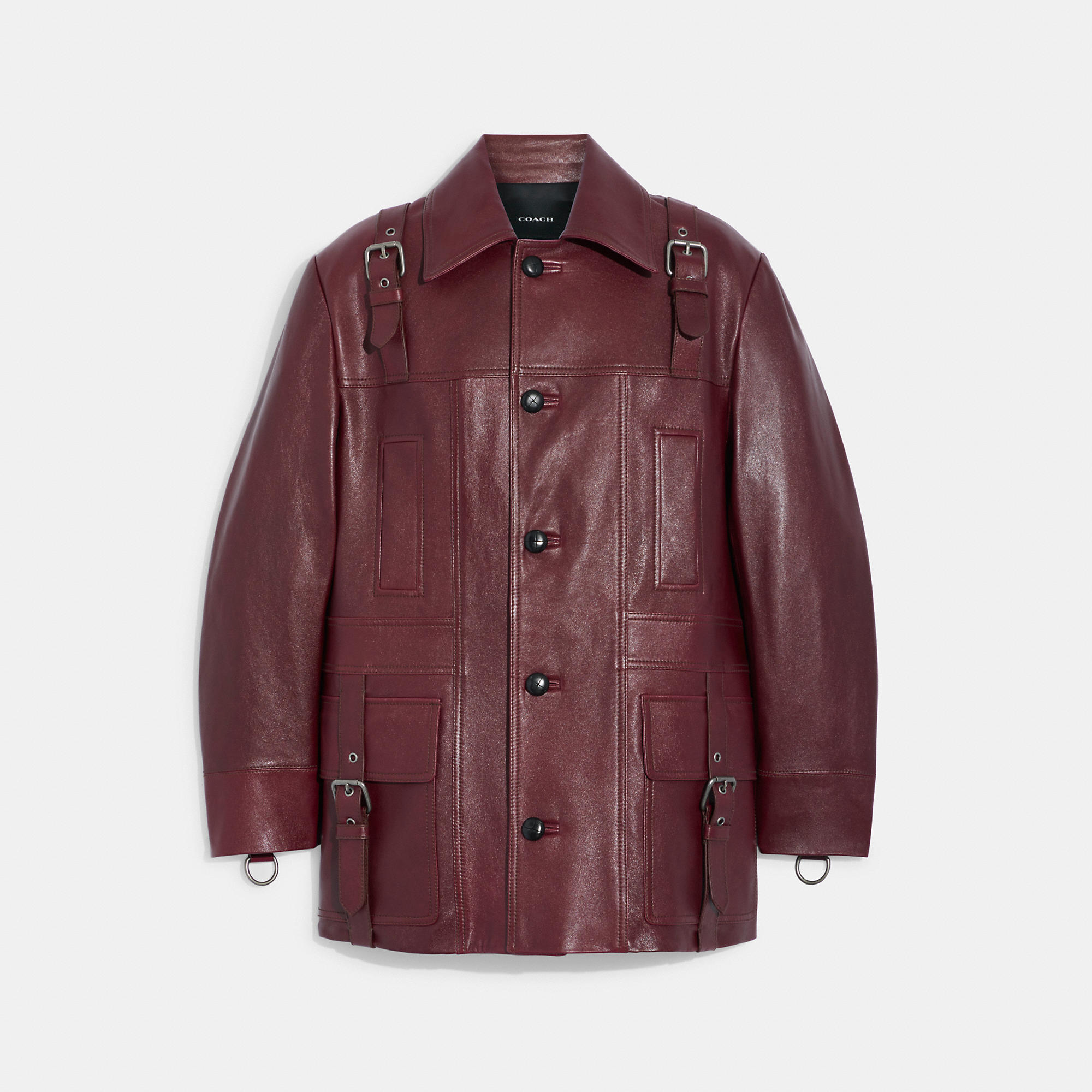 Coach Outlet Leather Jacket In Burgundy