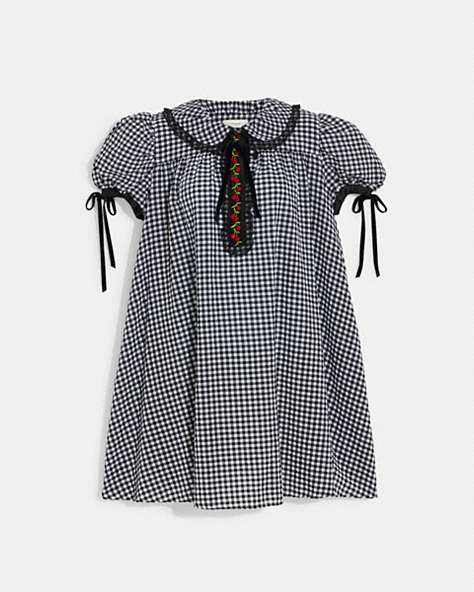 Gingham Tie Collar Mini Dress