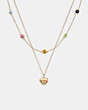 COACH®,SIGNATURE RAINBOW HEART LAYERED NECKLACE,Gold/Multi,Front View