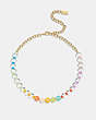 COACH®,COACH ENAMEL BEADED CHOKER NECKLACE,Gold/Multi,Front View